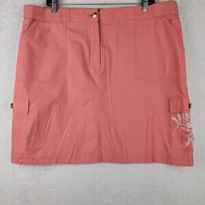 Fairycore Sz 18 Cargo Skirt Knee Zip Coral White Floral Cruise Resort Tropical